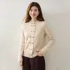 Cárdigan de Punto de Alto Gama Francés para Mujer, Cuello Redondo, Diseño de Doble Botonadura, Manga Larga, Color Sólido, Versátil, Abrigo Suéter