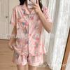 Pijamas de verano de manga corta coreanos sueltos de talla grande, bonitos, nuevos, para el hogar, de internet, con estampado floral pequeño y cabello vivo.