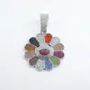 Hip-Hop Europeo y Americano Multicolor Diamante Completo Giratorio Murakami Takashi Girasol Colgante Oro Real Electrochapado Moderno Collar Hip-Hop