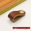 Manija de Cuero de Cobre Puro para Puerta de Mueble Gabinete Manija de Cajón de Armario Moderna Nórdica Manija Pequeña de Latón con Cuero de un Solo Agujero