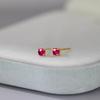 Nalan Plata Esterlina S925 Fresco Dulce Diseño Nicho Exquisitos Aretes Redondos de Rubí Sintético M06243