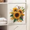 Hs1466C Estilo Natural Fresco Curativo Racimo de Flores de Girasol Pegatina de Pared Autoadhesiva Decoración para Sala de Estar Entrada Dormitorio