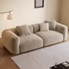 Sofá blanco grande, terciopelo nube, casual, estilo retro francés a cuadros crema de alta gama, sofá de tela de línea recta para apartamento pequeño
