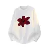 2026 Estilo coreano, chic sin esfuerzo, diseño floral bellamente único, suéter de cuello redondo, unisex, nueva colección otoño/invierno, corte holgado
