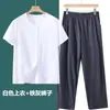 Cárdigan de manga corta para hombres de mediana edad y ancianos Beijianglang Sudadera de manga corta de algodón puro Ropa casual holgada para el hogar de papá