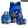 Mochila Escolar para Estudiantes de Primaria y Secundaria con Estampado 3D Transfronterizo, Bolsa para el Almuerzo, Estuche para Lápices, Set de Tres Piezas Sonic Sonic