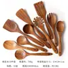 Espátula de Madera de Acacia Hoja Pequeña Transfronteriza, Espátula de Cocina, Cuchara para Sopa, Espátula de Madera, Juego de Utensilios de Cocina de Madera de Teca, Madera