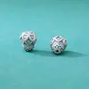 Pulsera de Loto de Plata Pura de Tres Piezas con Cuentas Budistas, Pulsera de Cabeza de Buda de Plata Pura, Accesorios de Joyería DIY Vajra Bodhi
