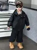 Chaqueta de Cuero con Capucha para Niños de Primavera y Otoño, Estilo Coreano, Abrigo Casual Elegante y Moderno para Niños, Prenda Superior de Moda para Niños Pequeños