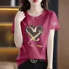 Superávit de comercio exterior transfronterizo de ropa de marca con etiquetas retiradas, camiseta de verano para mujer 2024 de corte holgado con cuello redondo y manga corta