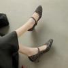 Elegantes zapatos Mary Jane de piel de vaca con estampado de leopardo retro, primavera 2025, tacón medio grueso, punta redonda, hebilla, cuero genuino para mujer