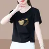 2026 Nova Camiseta de Manga Curta para Mãe de Comércio Eletrônico Transfronteiriço Moda Feminina Solta Estampa Temperamento de Alta Qualidade Manga Curta Feminina