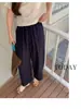 Calça Vovó Lyocell Tencel Linho Feminina Leve Respirável Macia Amiga da Pele Lavada em Água Calça Cropped com Cordão Calça Casual