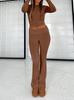 2023 transfronterizo Europa y Estados Unidos Amazon comercio exterior nueva moda color sólido slim slim tiro bajo pantalones acampanados mujer
