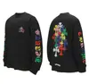 Versión Correcta de 25S Marca de Moda Corazón Cromado Algodón Puro de Doble Hilo de Alta Calidad Camiseta de Manga Larga Estampada para Hombre y Mujer