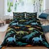 Funda Nórdica con Estampado de Dinosaurios Jurásicos Traje de Ropa de Cama de Fauna de la Jungla Juego Decorativo de Tres Piezas para Dormitorio