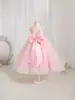 Vestido de verano para niña, estilo princesa, ligero, con bordado floral y falda acampanada, adecuado para niñas pequeñas, damitas de honor o como atuendo de actuación.