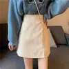 Falda de Pana Nueva de Cintura Alta con Abertura para Mujer Otoño/Invierno 2026, Tallas Grandes, Adelgazante, Anti-Exposición, Falda Bodycon