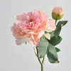 Flor de Peonía Artificial con Borde Quemado Vintage Europeo Decoración del Hogar Flor Falsa Hotel Decorativa Arte Floral Peonía de Borde Quemado Flor Artificial