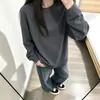 Camiseta Básica Branca Soltinha de Manga Longa para Mulheres, Peça Íntima de Cor Sólida, Top Base Casual Simples, Outono
