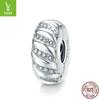 Prata S925 Europeia e Americana Mais Vendida Fivela de Textura Simples Pingente com Contas Versátil Banhado a Platina Contas DIY BSC278