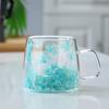 Suministro transfronterizo网红 flor real doble capa de vidrio alto valor de color regalo acompañante taza de café alto borosilicato taza simple