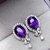Brincos Europeus e Americanos da Nova Moda Simples Zircônia Micro-cravada Violeta Femininos Pequenos Fofos Elegantes Corrente de Clavícula Liu Shu