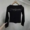 Camiseta Y2K oscura gótica punk retro americana de moda urbana con estampado, corte ajustado, cuello redondo, manga larga