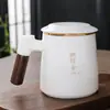 Copo de Água Cor de Jade com Separação de Água e Chá, Copo de Escritório, Copo de Cerâmica para Infusão de Chá, Caneca Personalizada, Porcelana Branca de Grande Capacidade