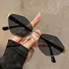 Óculos de Sol Personalidade Travessia Diamante Moda Armação de Metal Óculos de Sol Alto Padrão Estilo Europeu e Americano Proteção Solar para Dirigir Óculos de Sol