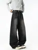Maple House Roupa Masculina / Jeans Reto com Bolso Bordado de Estrela, Calça de Perna Larga Solta Tendência Unissex Comprimento Total
