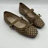 Zapatos Mary Jane de lunares transfronterizos para mujer, con puntera cuadrada, detalle de lazo y diseño de una sola tira, son zapatos planos de estilo retro para exportación y venta al por mayor