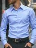 Camisa de Manga Larga Rayada Casual de Negocios para Hombre Nueva Camisa Elástica en Cuatro Direcciones