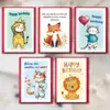 Conjunto de Cartão de Aniversário com Desenho de Animal Novo Grande Tamanho Transfronteiriço Envelope Cartão em Branco para DIY Bênção Escrita à Mão