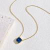 Colar Baoman Popular Formato de Diamante Quadrado Pedra de Cristal Moda Nova Brilhante Multifacetado Aço Titânio Joia para Mulheres