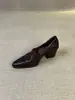 Mocasines retro franceses de piel de vaca para mujer, zapatos casuales sin cordones, zapatos planos de tacón grueso de cuero genuino para ir al trabajo, tacones altos