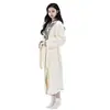 Bata de Baño de Lujo con Estampado de Leopardo y Solapa Transfronteriza para Mujer, Ropa de Casa Cálida de Coral Fleece para Otoño e Invierno, Bata Larga
