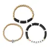 Novo conjunto de pulseiras de argila macia multicamadas transfronteiriço europeu e americano de 3 peças, joia souvenir versátil e da moda para o dia a dia