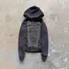 Nuevo sudadera con capucha vintage de calle con cremallera, estilo oscuro, holgada, estampada, personalizada, con rayas oscuras, Y2K, para otoño
