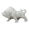 Ornamentos de gado de mármore branco jade branco jade natural, decoração de mesa para casa e escritório, presentes artesanais
