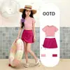 Traje de baño rosa para niñas Verano Dulce conjunto de traje de baño de dos piezas para niños y niñas mayores Ropa de baño para vacaciones en la playa