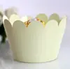 Forma de muffin estilo europeu para assar bolo de onda grande, copo de papel com filme glitter, borda prateada, copo de papel oco, atacado