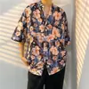 Camisa playera hawaiana retro floral de verano ligera, manga corta, holgada, elegante, estilo pareja, camisa para vacaciones en la playa, moderna