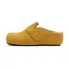 Cuero Genuino Suela Gruesa Birkenstock Aumento de Altura Interior para Mujer Primavera 2025 Zapatillas de Casa de Punta Cerrada Holgadas para Usar Afuera Hebilla Birkenstock