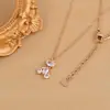 Corrente de clavícula feminina banhada a ouro real com micro cravação de zircônia, design de nicho elegante, colar de urso, colar simples e moderno, moda