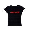 Camiseta de verano con cuello redondo y manga corta para mujer, con estampado de letras y ombligo, estilo europeo y americano
