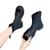 Botines estilo Martin para mujer, nueva colección otoño/invierno 2026, estilo británico, con suela gruesa, forro de felpa, botines con cremallera trasera, ajuste ceñido