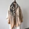 Estampado de Leopardo Europeo y Americano Nuevo Borla Combinable Chal Otoño e Invierno Bufanda Suave Gruesa Elegante Combinable Oficina Manta Aire Acondicionado
