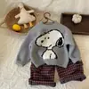 Malhas Espessas Infantis para Meninos e Meninas, Tops e Malhas de Inverno, Novidades Outono e Inverno 2025 Camisetas Básicas Cartoon para Bebês