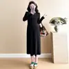 Saia de tricô para grávidas 2024 outono e inverno novo moda coreana plissada temperamento slim base para amamentação vestido